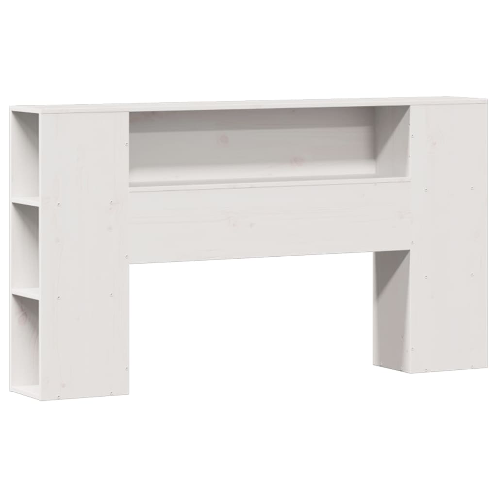 vidaXL Pat cu bibliotecă fără saltea, alb, 160x200 cm, lemn masiv pin vidaXL Pat cu bibliotecă fără saltea, alb, 160x200 cm, lemn masiv pin