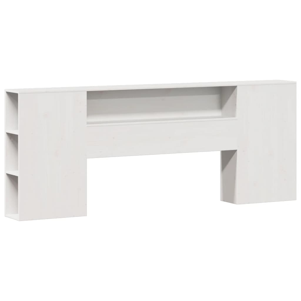 vidaXL Pat cu bibliotecă fără saltea, alb, 200x200 cm, lemn masiv pin vidaXL Pat cu bibliotecă fără saltea, alb, 200x200 cm, lemn masiv pin