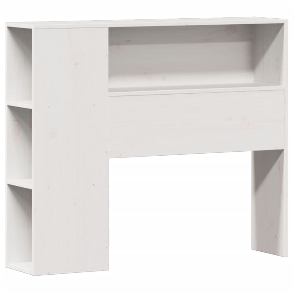 vidaXL Pat cu bibliotecă fără saltea, alb, 75x190 cm, lemn masiv pin vidaXL Pat cu bibliotecă fără saltea, alb, 75x190 cm, lemn masiv pin