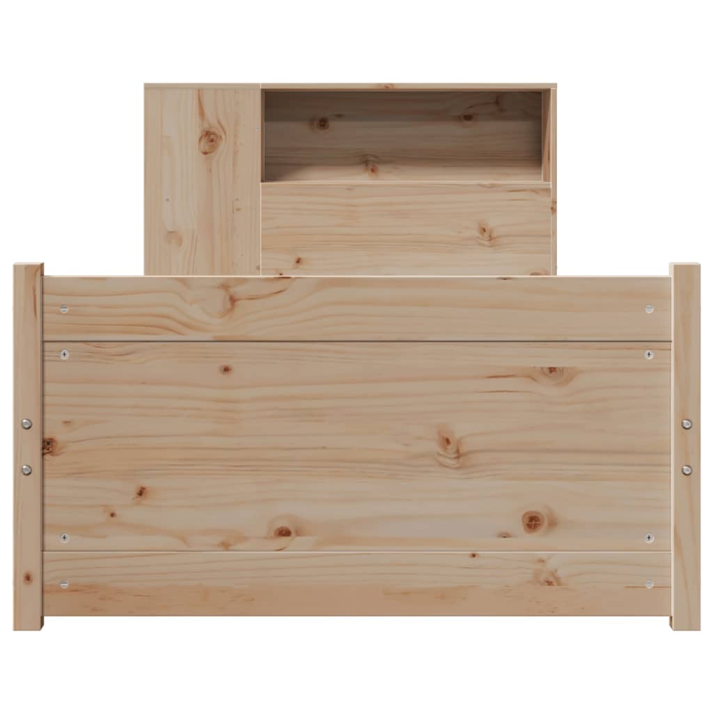 vidaXL Pat cu bibliotecă fără saltea, 90x200 cm, lemn masiv pin vidaXL Pat cu bibliotecă fără saltea, 90x200 cm, lemn masiv pin