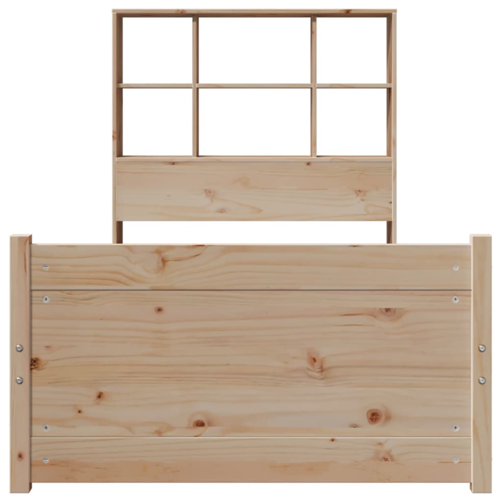 vidaXL Pat cu bibliotecă fără saltea, 90x190 cm, lemn masiv de pin vidaXL Pat cu bibliotecă fără saltea, 90x190 cm, lemn masiv de pin