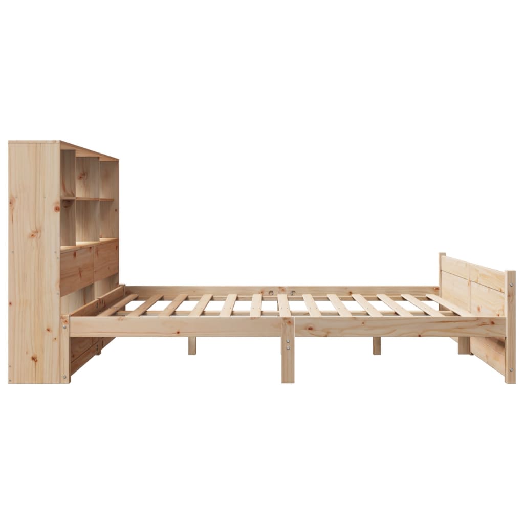 vidaXL Pat cu bibliotecă fără saltea, 120x200 cm, lemn masiv de pin vidaXL Pat cu bibliotecă fără saltea, 120x200 cm, lemn masiv de pin