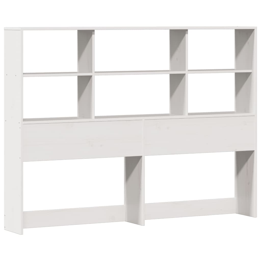 vidaXL Pat cu bibliotecă fără saltea, alb, 140x200 cm, lemn masiv pin vidaXL Pat cu bibliotecă fără saltea, alb, 140x200 cm, lemn masiv pin