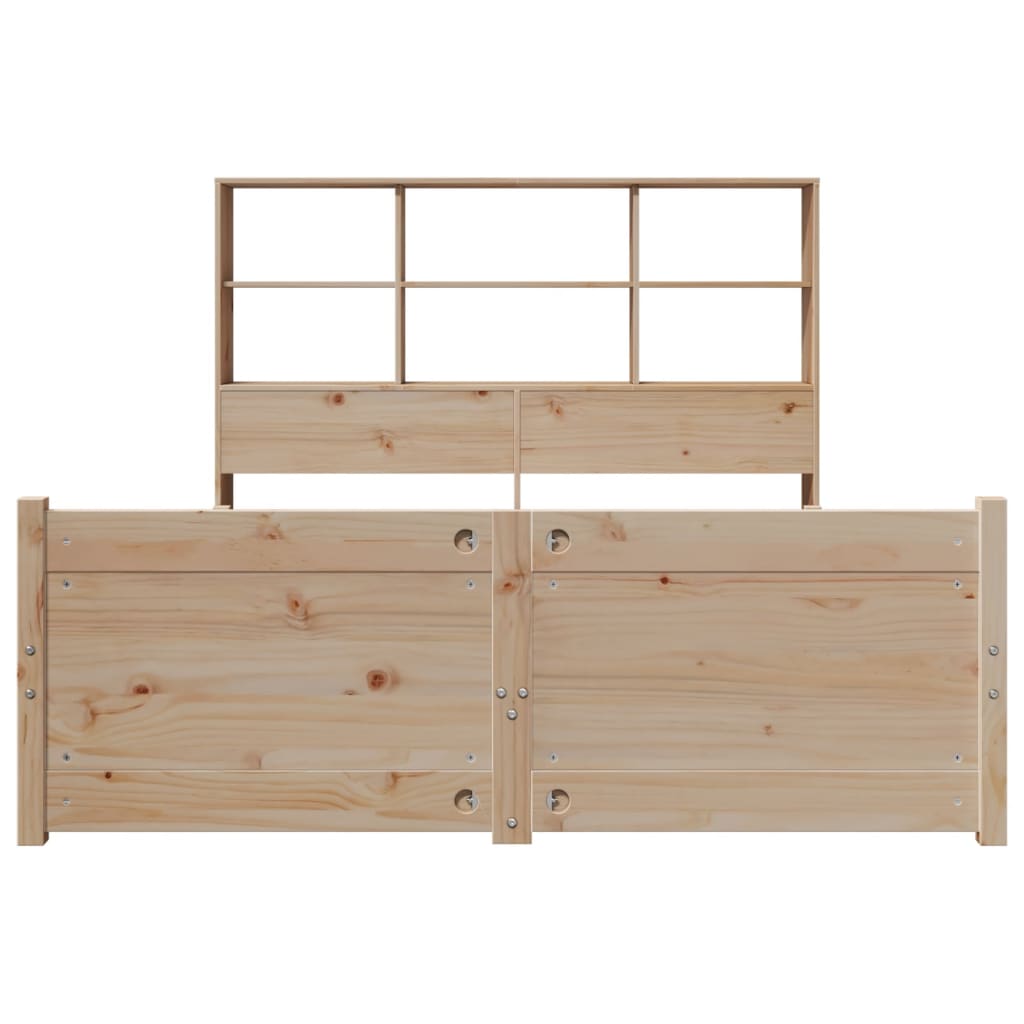 vidaXL Pat cu bibliotecă fără saltea, 150x200 cm, lemn masiv de pin
