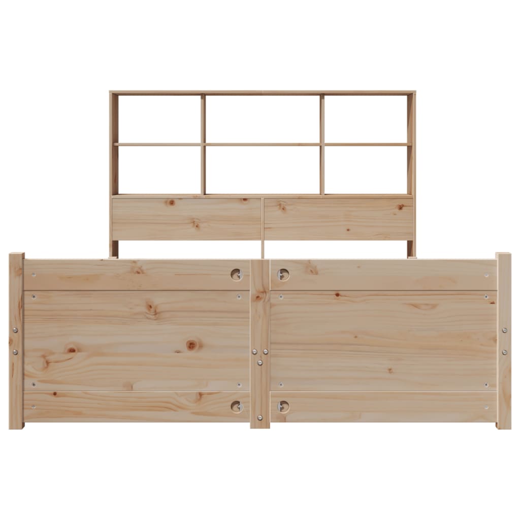 vidaXL Pat cu bibliotecă fără saltea, 160x200 cm, lemn masiv de pin