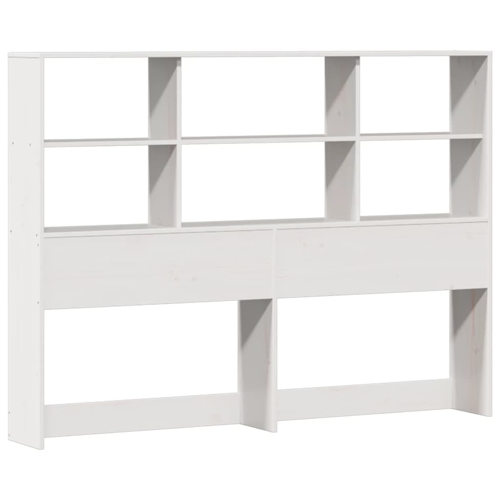 vidaXL Pat cu bibliotecă fără saltea, alb, 160x200 cm, lemn masiv pin