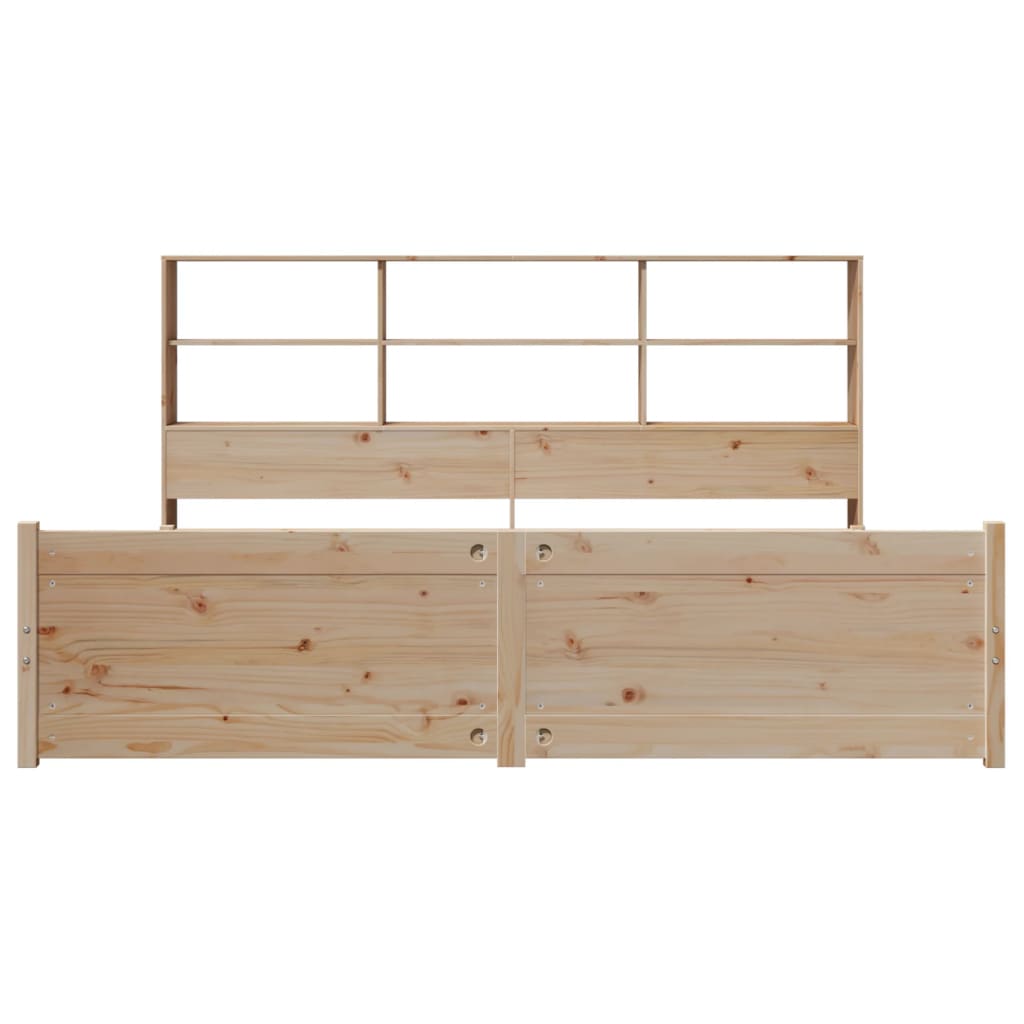 vidaXL Pat cu bibliotecă fără saltea, 180x200 cm, lemn masiv de pin