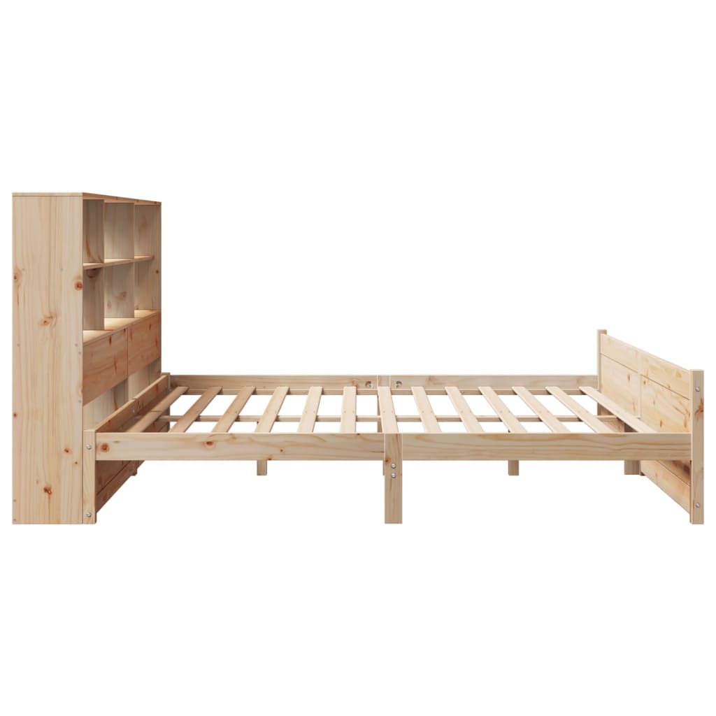 vidaXL Pat cu bibliotecă fără saltea, 180x200 cm, lemn masiv de pin