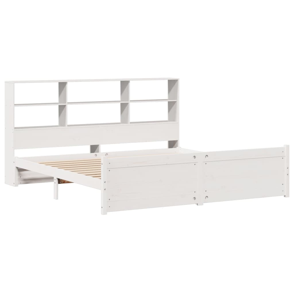 vidaXL Pat cu bibliotecă fără saltea, 180x200 cm, lemn masiv de pin