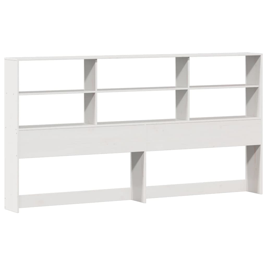 vidaXL Pat cu bibliotecă fără saltea, alb, 200x200 cm, lemn masiv pin vidaXL Pat cu bibliotecă fără saltea, alb, 200x200 cm, lemn masiv pin