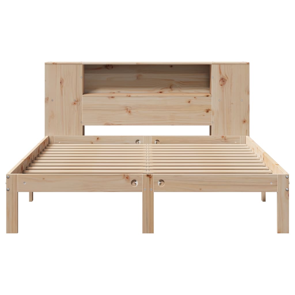 vidaXL Pat cu bibliotecă fără saltea, 120x200 cm, lemn masiv de pin vidaXL Pat cu bibliotecă fără saltea, 120x200 cm, lemn masiv de pin