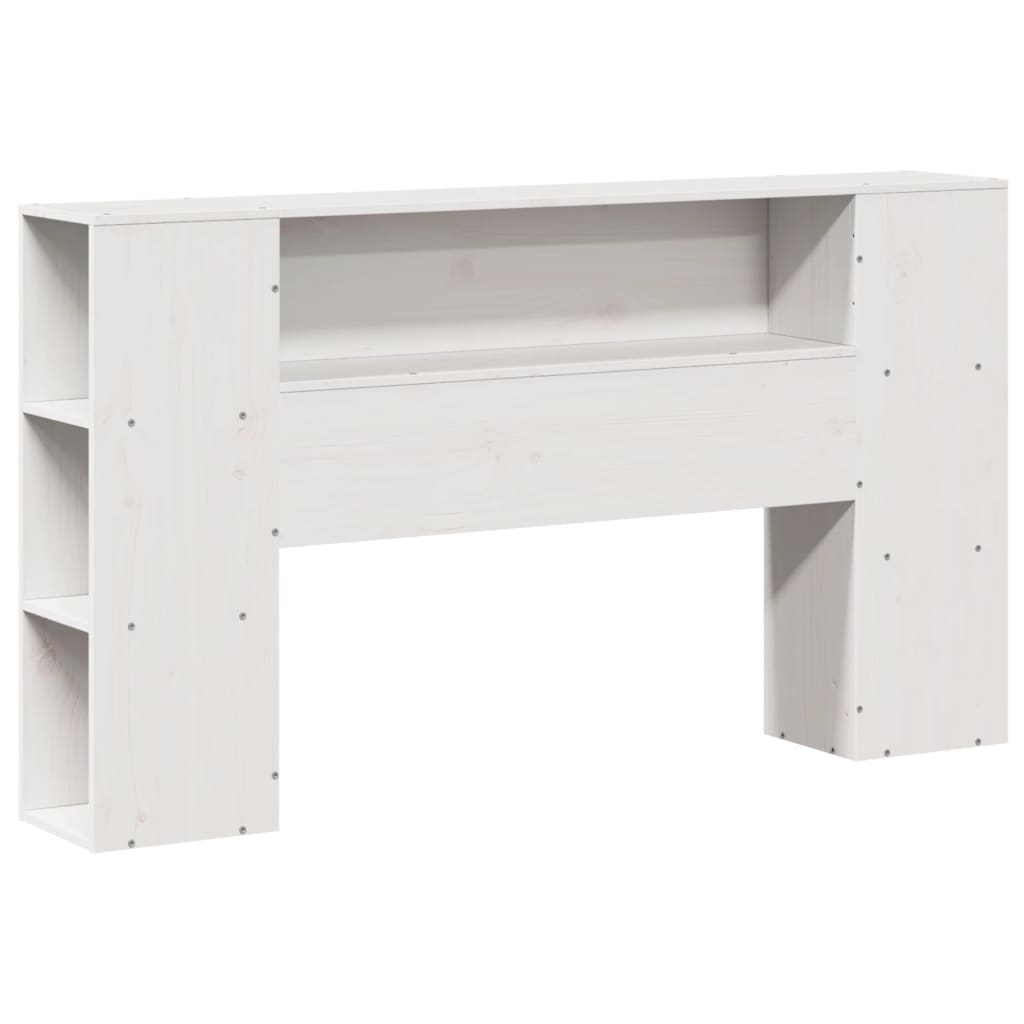 vidaXL Pat cu bibliotecă fără saltea, alb, 150x200 cm, lemn masiv pin vidaXL Pat cu bibliotecă fără saltea, alb, 150x200 cm, lemn masiv pin