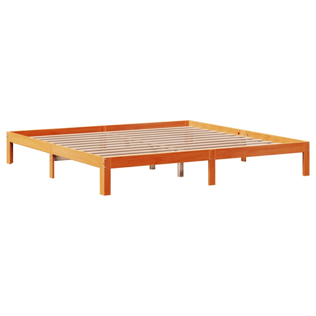 vidaXL Pat cu bibliotecă fără saltea maro 180x200 cm lemn masiv de pin