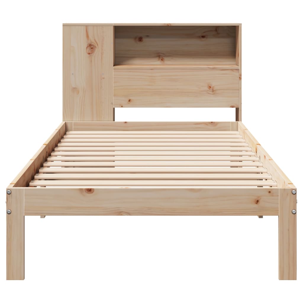 vidaXL Pat cu bibliotecă fără saltea, 90x190 cm, lemn masiv de pin vidaXL Pat cu bibliotecă fără saltea, 90x190 cm, lemn masiv de pin