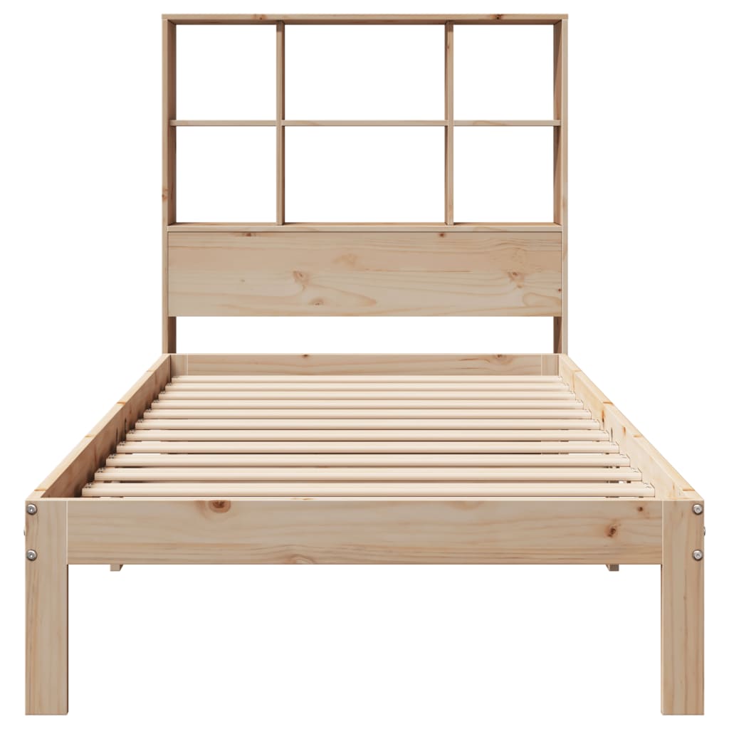 vidaXL Pat cu bibliotecă fără saltea, 90x190 cm, lemn masiv de pin vidaXL Pat cu bibliotecă fără saltea, 90x190 cm, lemn masiv de pin