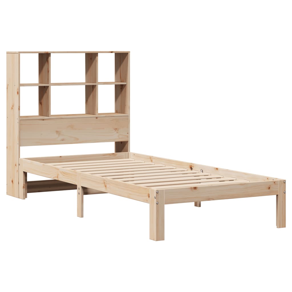 vidaXL Pat cu bibliotecă fără saltea, 90x200 cm, lemn masiv pin vidaXL Pat cu bibliotecă fără saltea, 90x200 cm, lemn masiv pin