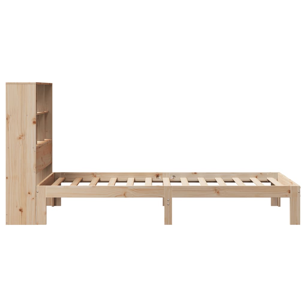 vidaXL Pat cu bibliotecă fără saltea, 90x200 cm, lemn masiv pin vidaXL Pat cu bibliotecă fără saltea, 90x200 cm, lemn masiv pin