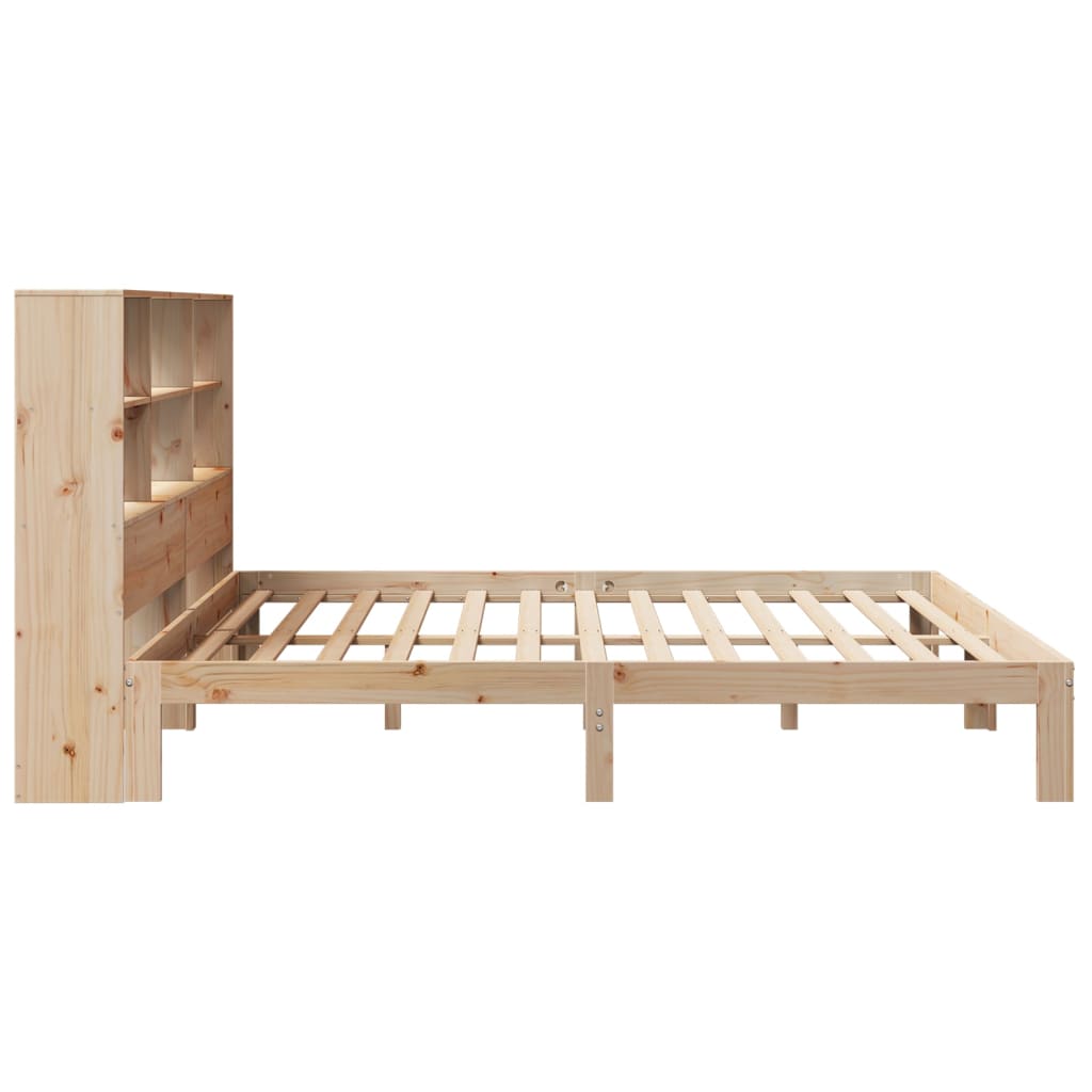 vidaXL Pat cu bibliotecă fără saltea, 180x200 cm, lemn masiv de pin