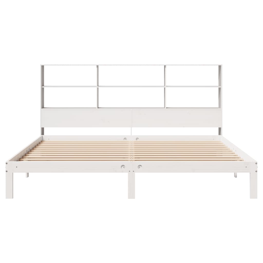vidaXL Pat cu bibliotecă fără saltea, 180x200 cm, lemn masiv de pin