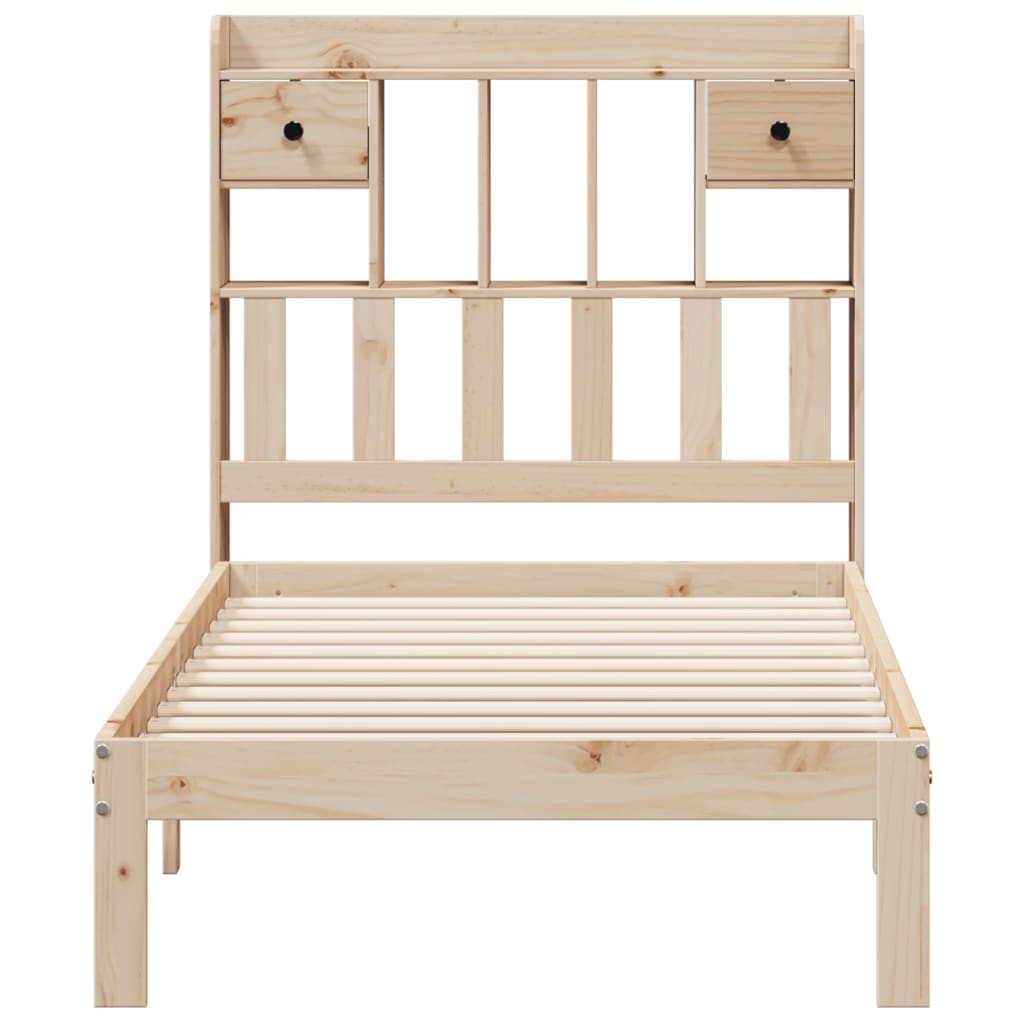 vidaXL Pat cu bibliotecă fără saltea, 90x190 cm, lemn masiv de pin vidaXL Pat cu bibliotecă fără saltea, 90x190 cm, lemn masiv de pin