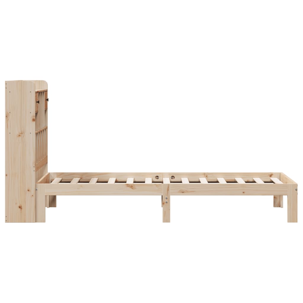 vidaXL Pat cu bibliotecă fără saltea, 90x200 cm, lemn masiv pin vidaXL Pat cu bibliotecă fără saltea, 90x200 cm, lemn masiv pin