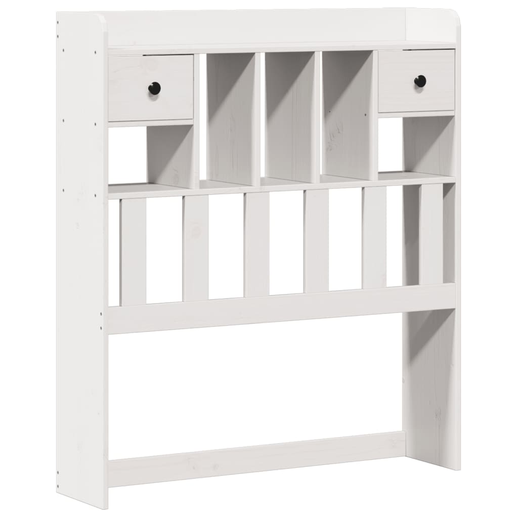 vidaXL Pat cu bibliotecă fără saltea, alb, 90x200 cm, lemn masiv pin vidaXL Pat cu bibliotecă fără saltea, alb, 90x200 cm, lemn masiv pin