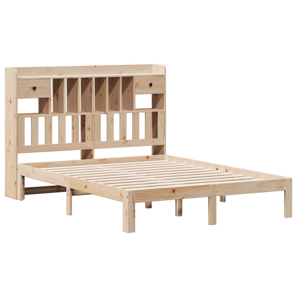vidaXL Pat cu bibliotecă fără saltea, 160x200 cm, lemn masiv de pin