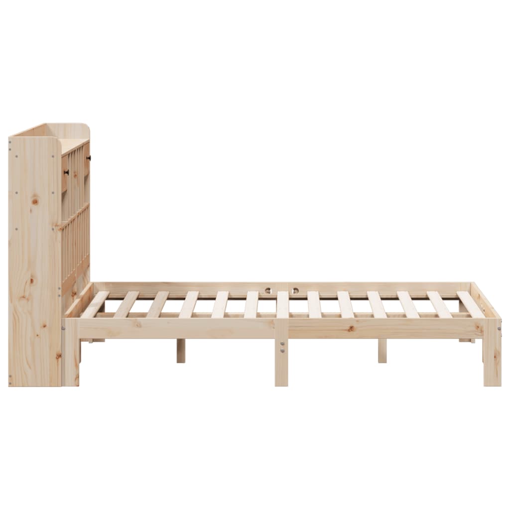 vidaXL Pat cu bibliotecă fără saltea, 160x200 cm, lemn masiv de pin