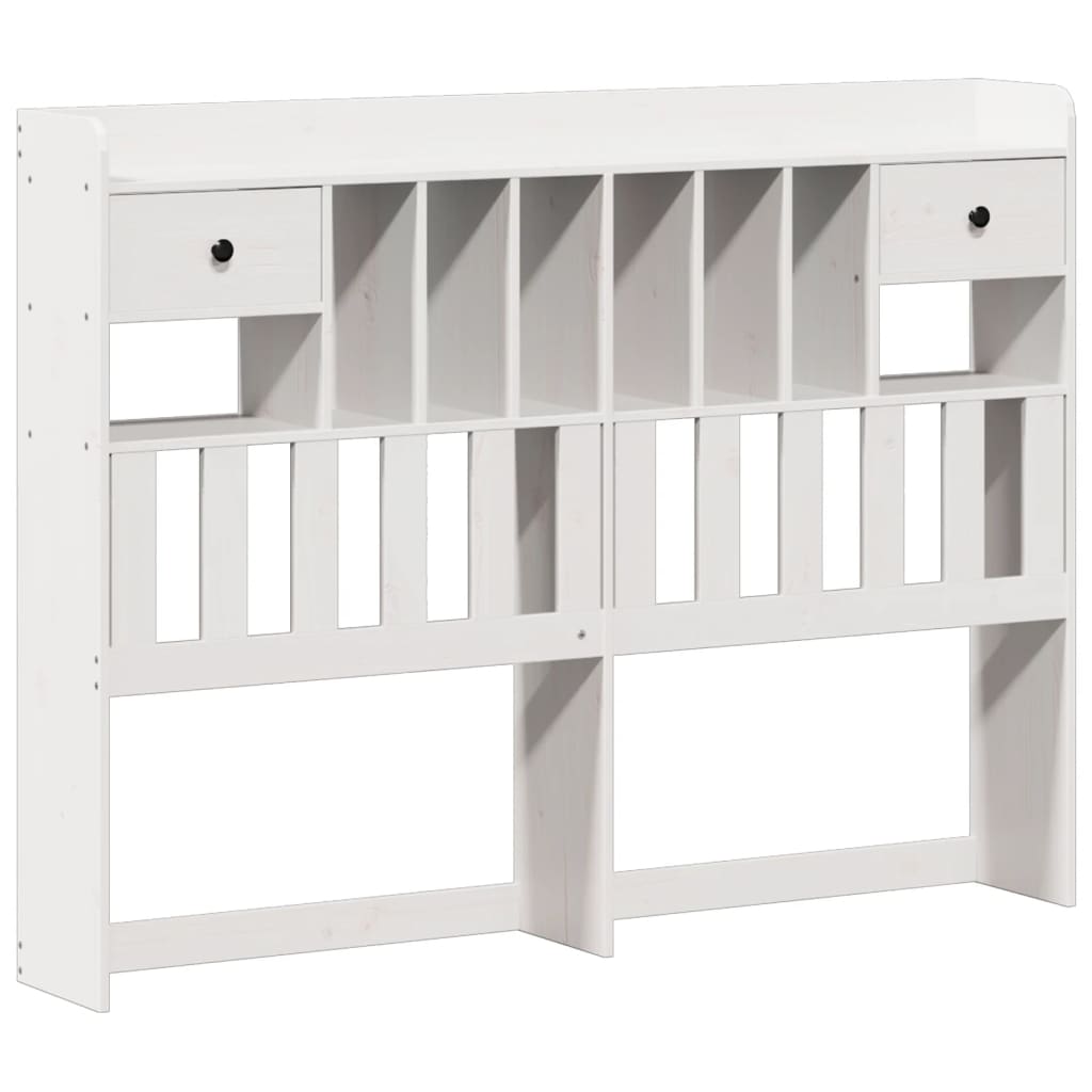 vidaXL Pat cu bibliotecă fără saltea, alb, 160x200 cm, lemn masiv pin vidaXL Pat cu bibliotecă fără saltea, alb, 160x200 cm, lemn masiv pin