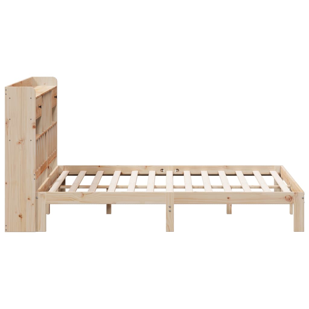 vidaXL Pat cu bibliotecă fără saltea, 180x200 cm, lemn masiv de pin