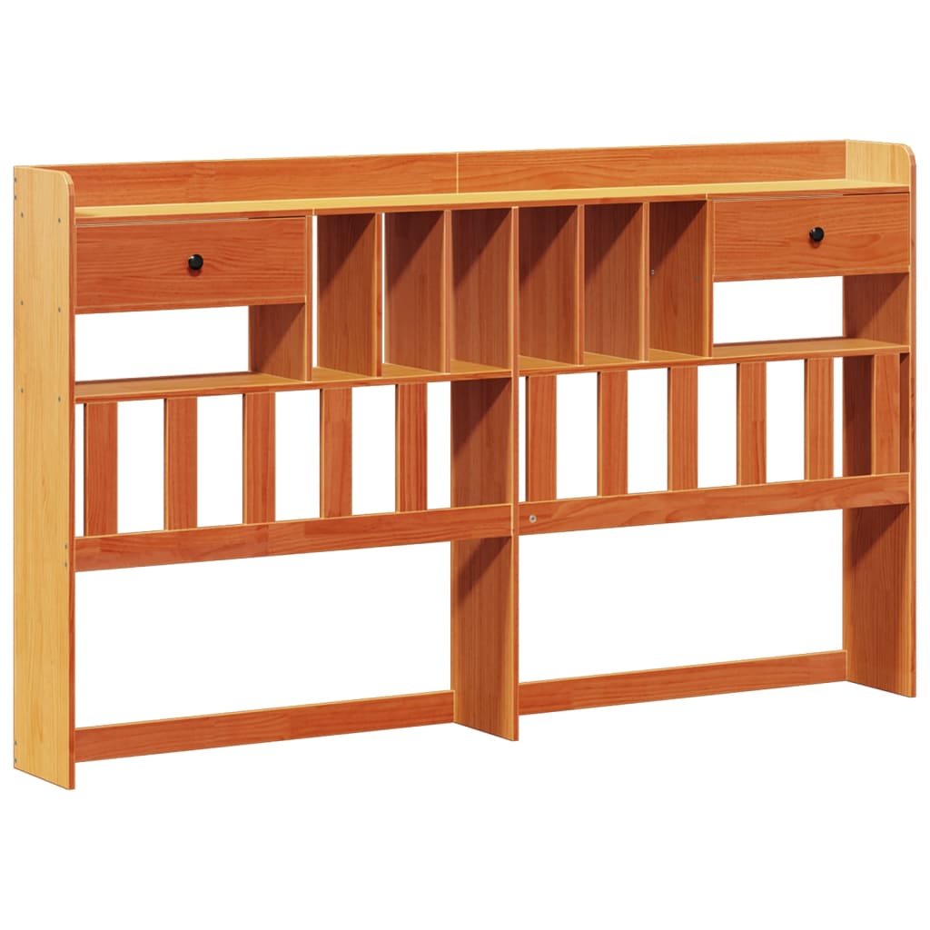 vidaXL Pat cu bibliotecă fără saltea maro 180x200 cm lemn masiv de pin