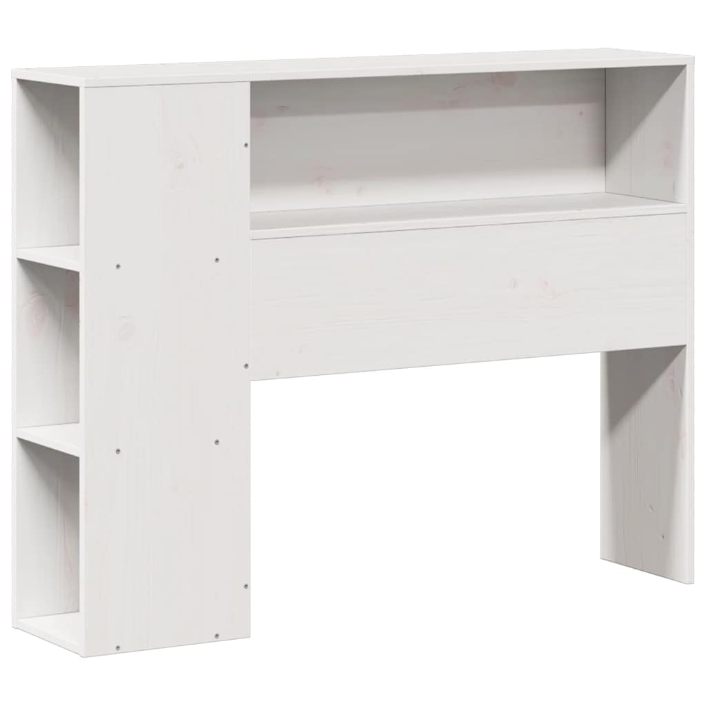 vidaXL Pat cu bibliotecă fără saltea, alb, 75x190 cm, lemn masiv pin vidaXL Pat cu bibliotecă fără saltea, alb, 75x190 cm, lemn masiv pin