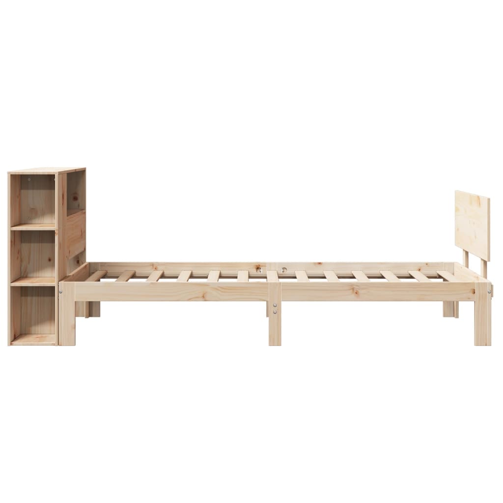 vidaXL Pat cu bibliotecă fără saltea, 90x190 cm, lemn masiv de pin vidaXL Pat cu bibliotecă fără saltea, 90x190 cm, lemn masiv de pin