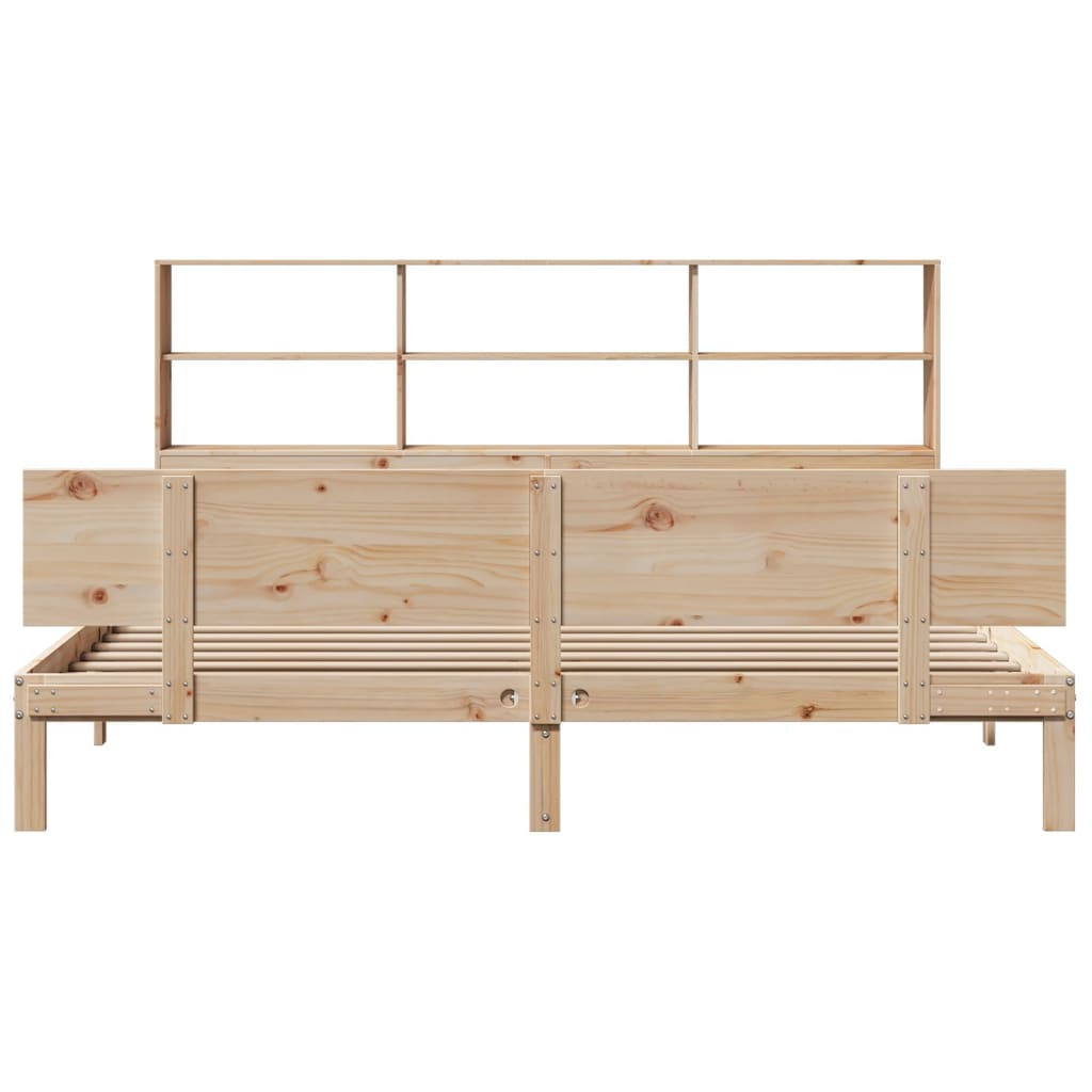 vidaXL Pat cu bibliotecă fără saltea, 180x200 cm, lemn masiv de pin