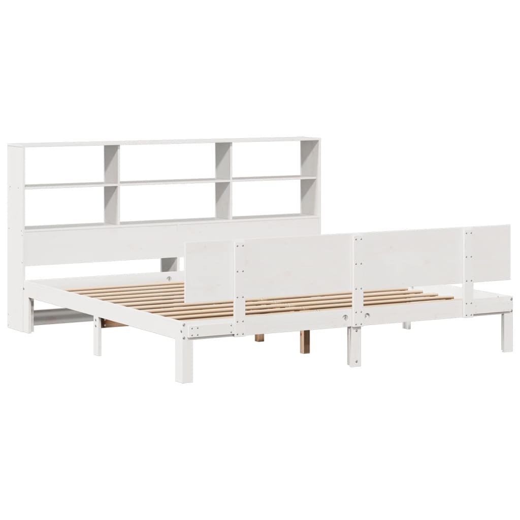 vidaXL Pat cu bibliotecă fără saltea, 180x200 cm, lemn masiv de pin