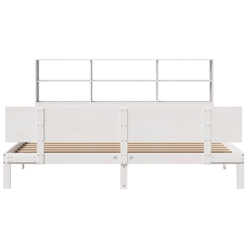 vidaXL Pat cu bibliotecă fără saltea, 180x200 cm, lemn masiv de pin