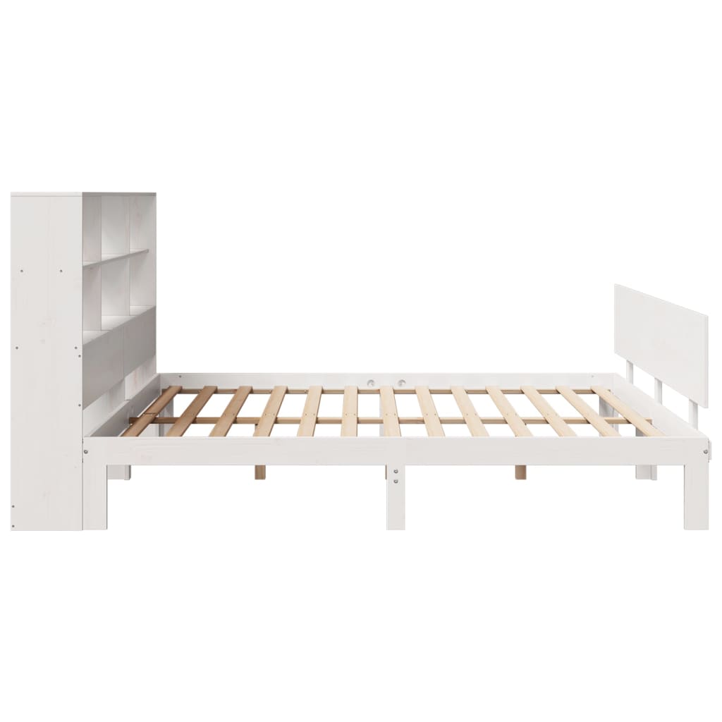 vidaXL Pat cu bibliotecă fără saltea, 180x200 cm, lemn masiv de pin