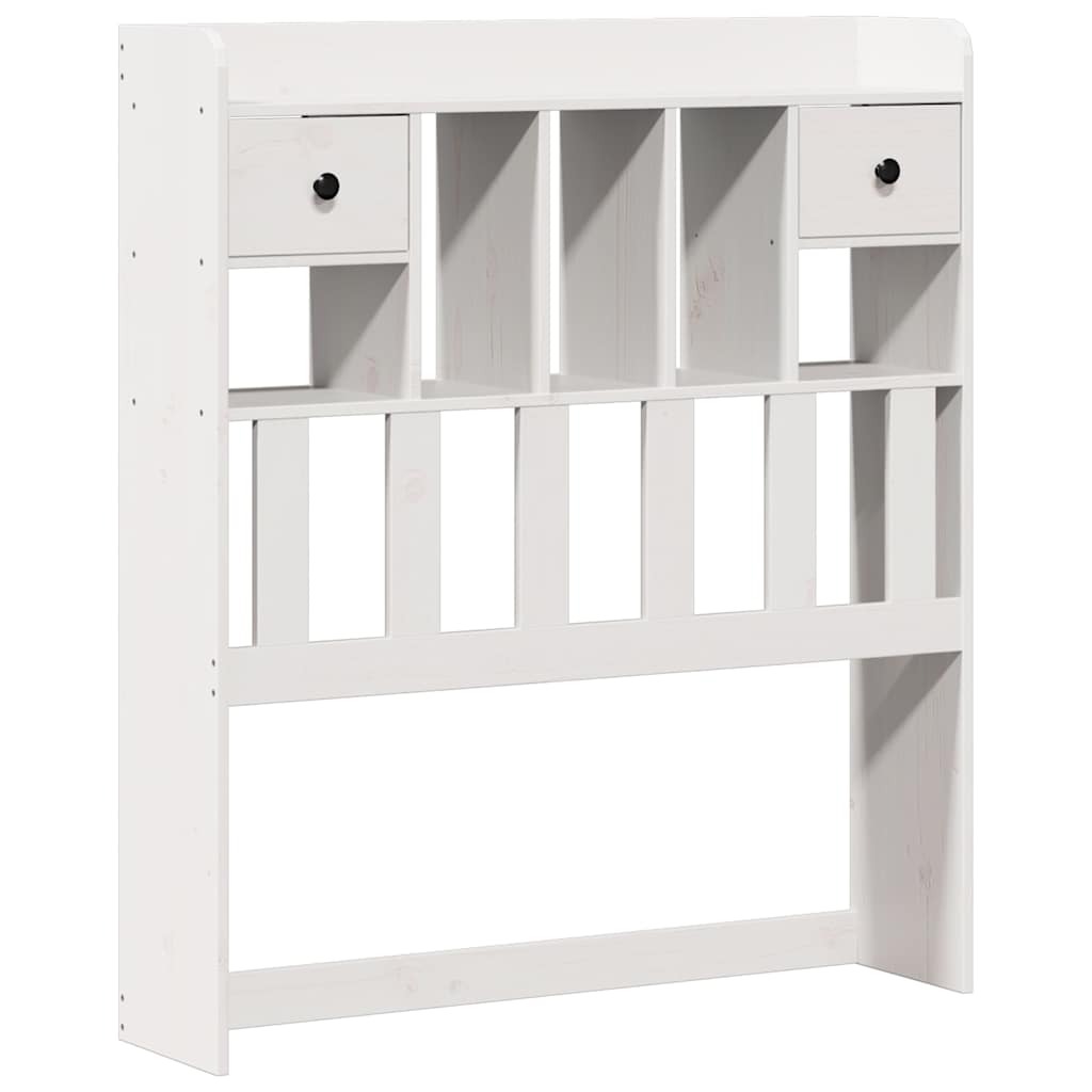 vidaXL Pat cu bibliotecă fără saltea, alb, 75x190 cm, lemn masiv pin