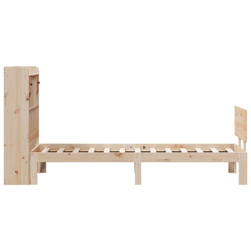 vidaXL Pat cu bibliotecă fără saltea, 90x200 cm, lemn masiv pin vidaXL Pat cu bibliotecă fără saltea, 90x200 cm, lemn masiv pin