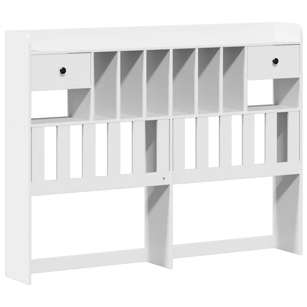 vidaXL Pat cu bibliotecă fără saltea, alb, 160x200 cm, lemn masiv pin