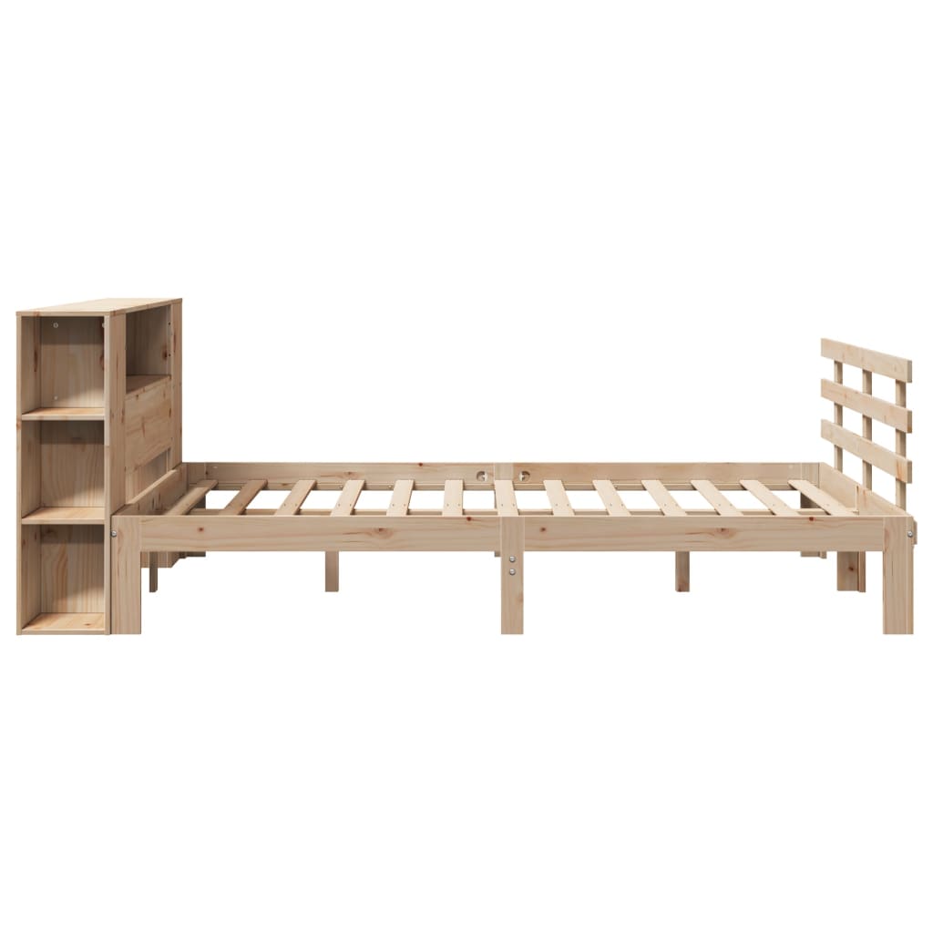 vidaXL Pat cu bibliotecă fără saltea, 150x200 cm, lemn masiv de pin