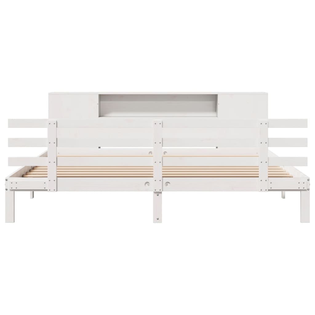 vidaXL Pat cu bibliotecă fără saltea, 180x200 cm, lemn masiv de pin