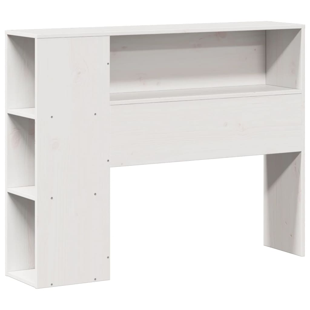 vidaXL Pat cu bibliotecă fără saltea, alb, 75x190 cm, lemn masiv pin vidaXL Pat cu bibliotecă fără saltea, alb, 75x190 cm, lemn masiv pin