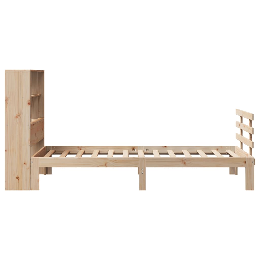 vidaXL Pat cu bibliotecă fără saltea, 90x200 cm, lemn masiv pin vidaXL Pat cu bibliotecă fără saltea, 90x200 cm, lemn masiv pin