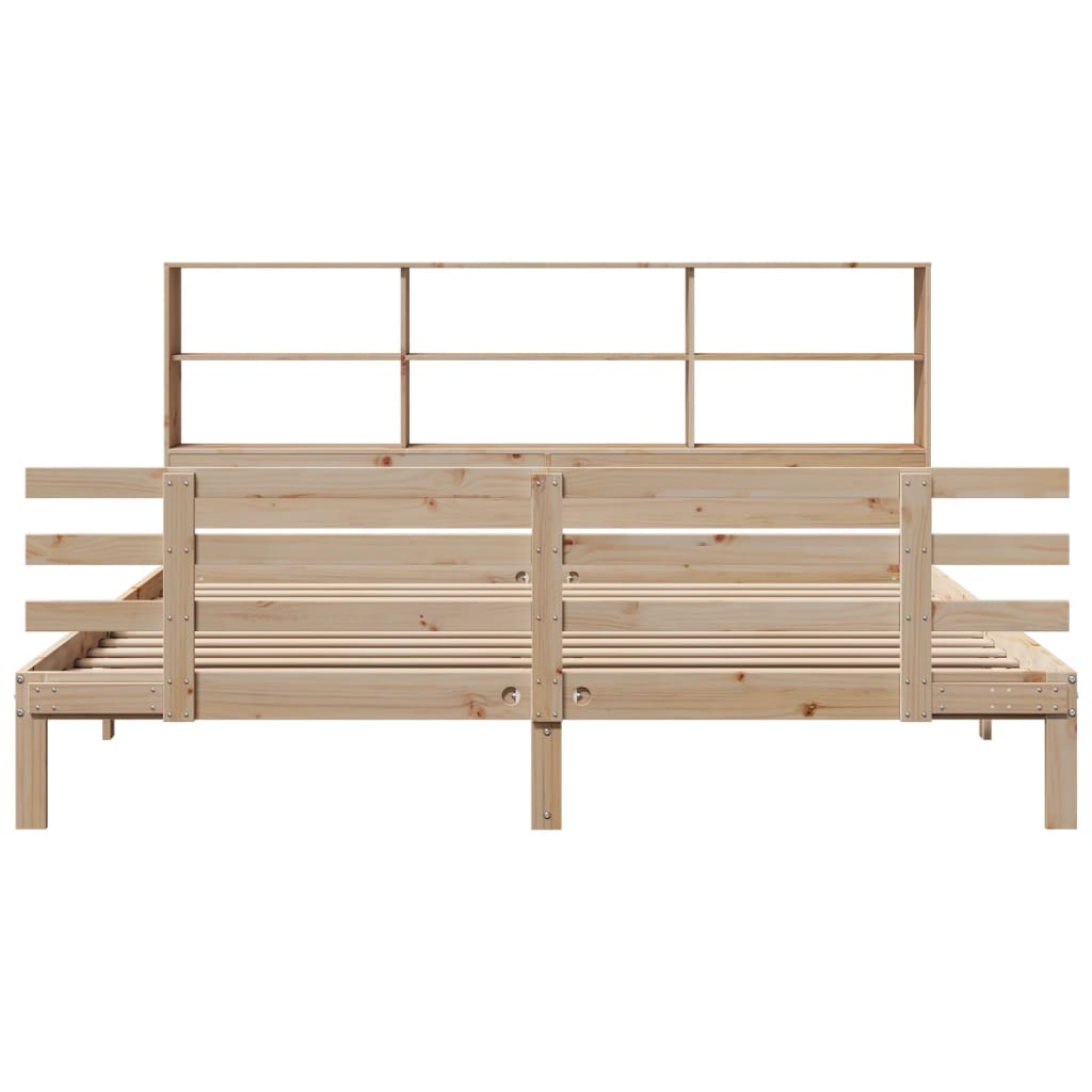 vidaXL Pat cu bibliotecă fără saltea, 180x200 cm, lemn masiv de pin