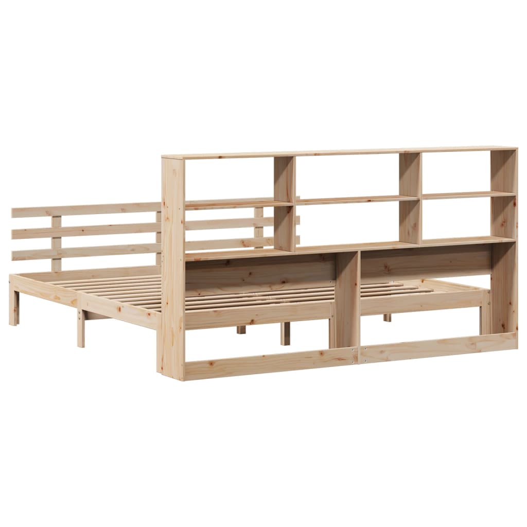 vidaXL Pat cu bibliotecă fără saltea, 180x200 cm, lemn masiv de pin