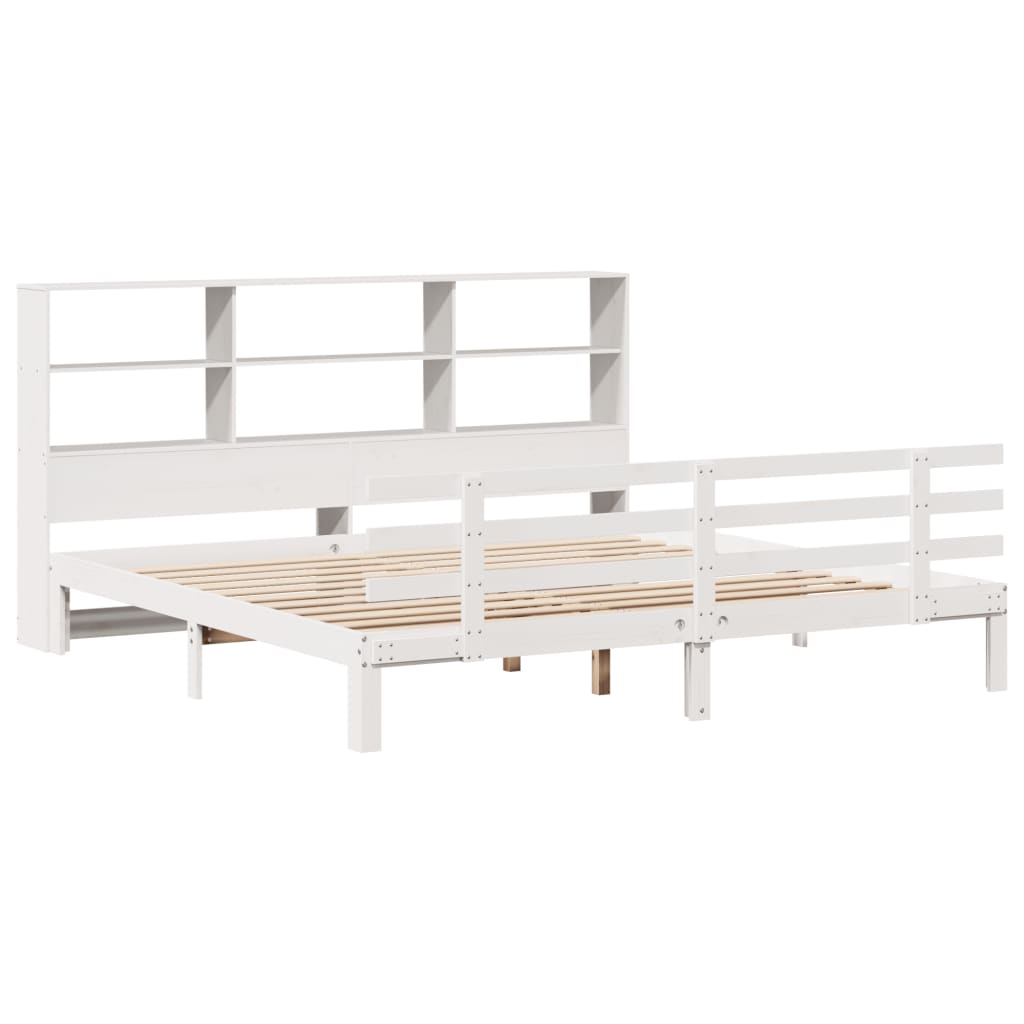 vidaXL Pat cu bibliotecă fără saltea, 180x200 cm, lemn masiv de pin