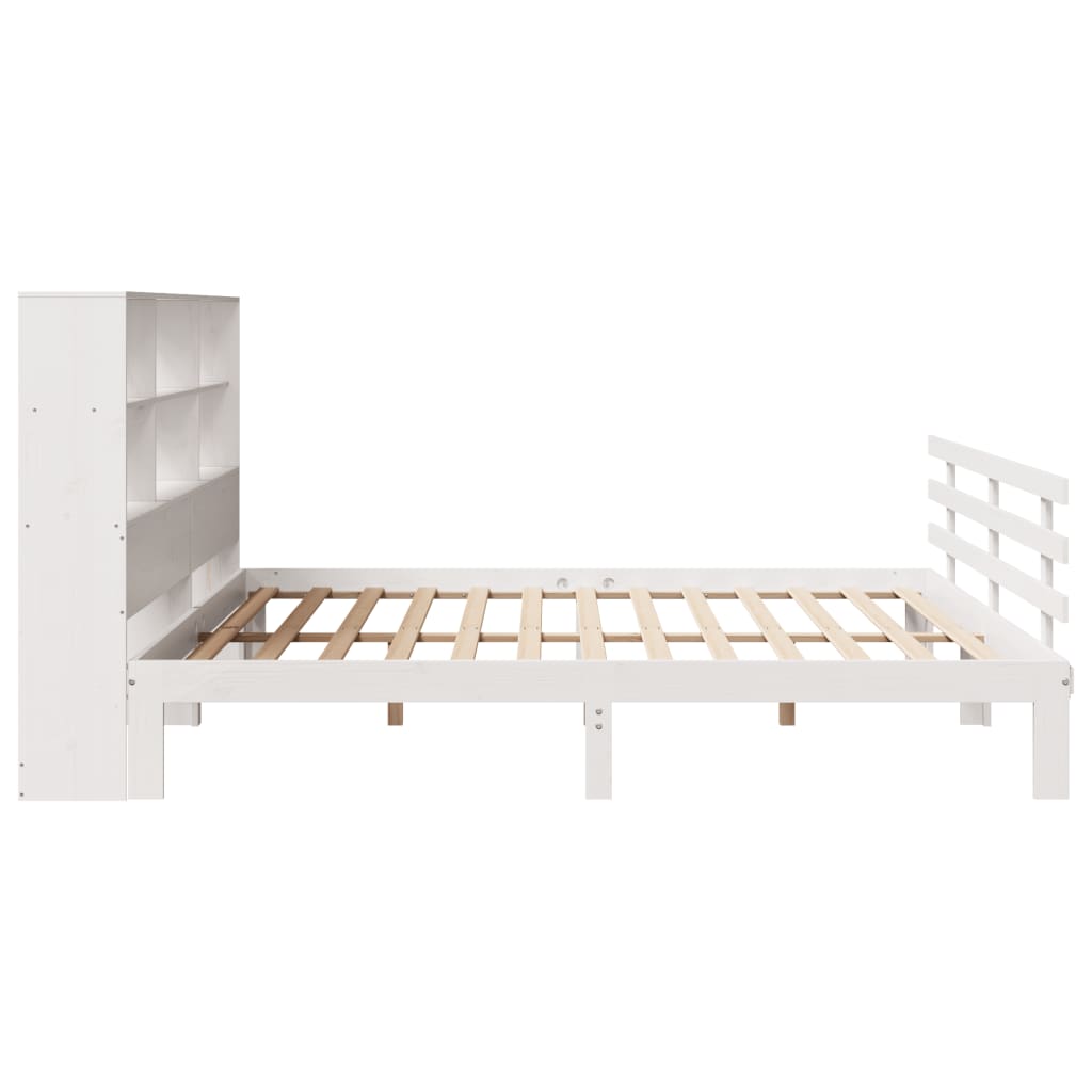 vidaXL Pat cu bibliotecă fără saltea, 180x200 cm, lemn masiv de pin