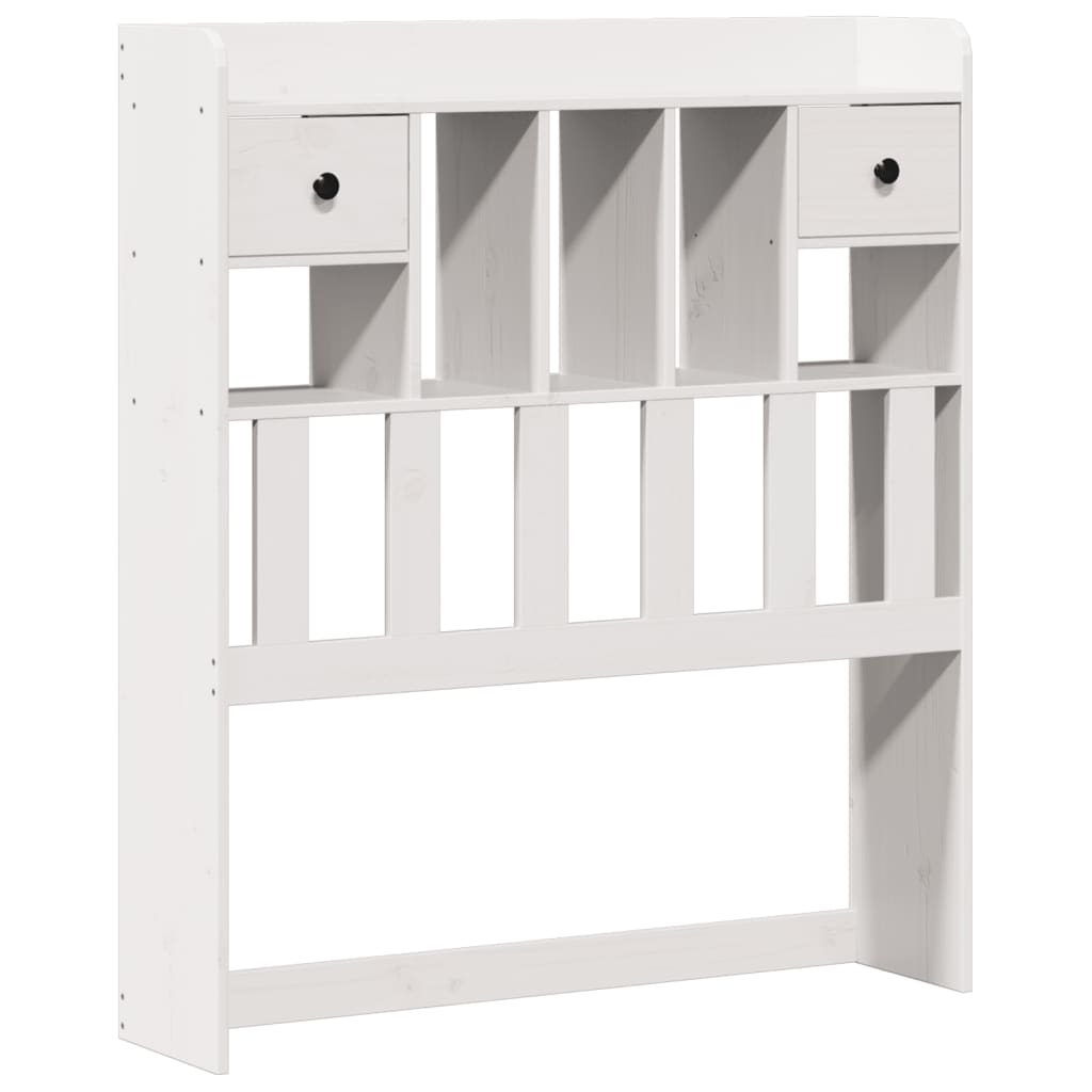 vidaXL Pat cu bibliotecă fără saltea, alb, 75x190 cm, lemn masiv pin