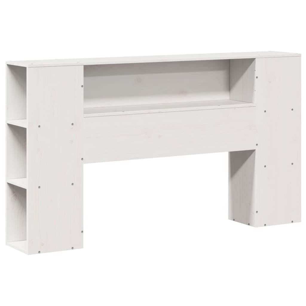 vidaXL Pat cu bibliotecă fără saltea, alb, 160x200 cm, lemn masiv pin